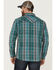 Image #4 - Moonshine Spirit Men's Marble Crackle Plaid Long Sleeve Snap Western Shirt, Navy, hi-res