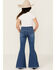 Image #4 - Cowgirl Hardware Girls' Fringe Bell Bottom Stretch Denim Jeans , Blue, hi-res