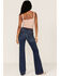Image #1 - 7 For All Mankind Women's Dark Wash Mid Rise Dojo Trouser Flare Jeans, Blue, hi-res
