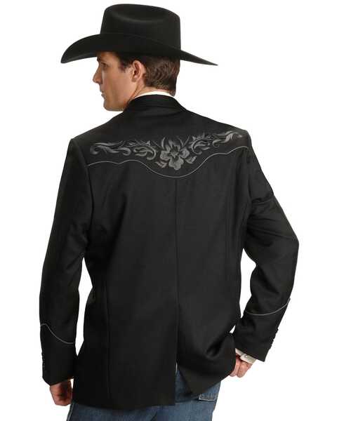 Scully Grey Floral Embroidery Black Western Jacket, Charcoal Grey, hi-res