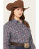 Image #2 - Roper Women's Paisley Print Long Sleeve Button Down Western Shirt - Plus, Wine, hi-res