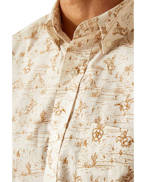 Image #3 - Ariat Men's Edison Cowboy Ranch Print Short Sleeve Button-Down Western Shirt - Tall , , hi-res