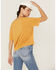 Image #3 - Panhandle Women's West Desperado Graphic Boxy Tee, Mustard, hi-res