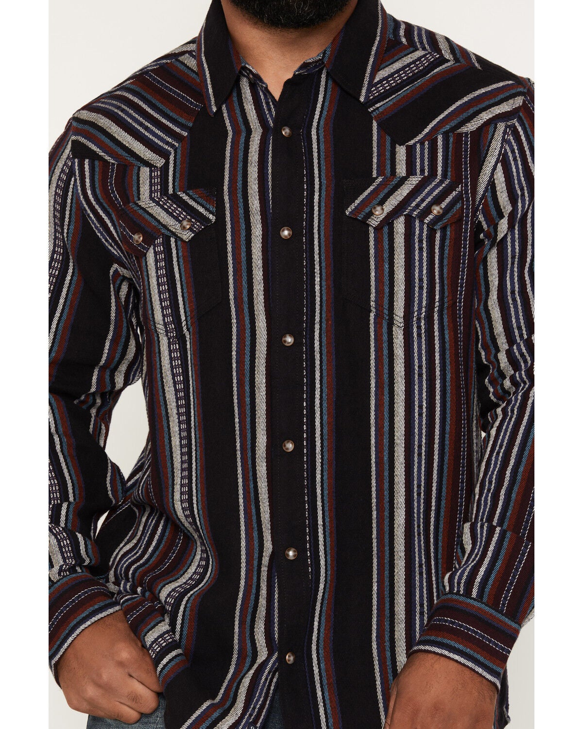 Image #3 - Moonshine Spirit&reg;&nbsp;Men's Reverend Stripe Print Long Sleeve Snap Flannel Shirt, Black, hi-res