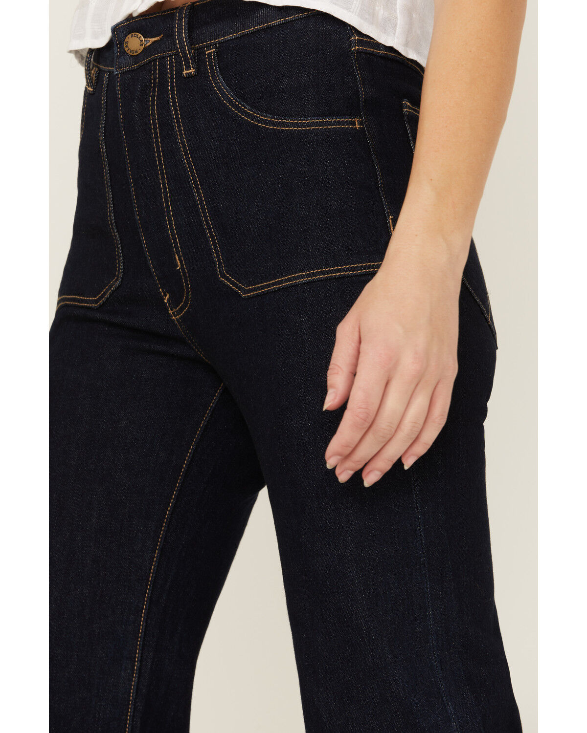 Image #2 - Rolla's Women's Eastcoast Dark Wash High Rise Flare Jeans, Dark Blue, hi-res