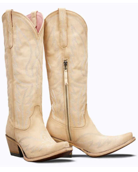 Image #1 - Junk Gypsy By Lane Women's Nighthawk Zipper Western Boots - Snip Toe , Ivory, hi-res