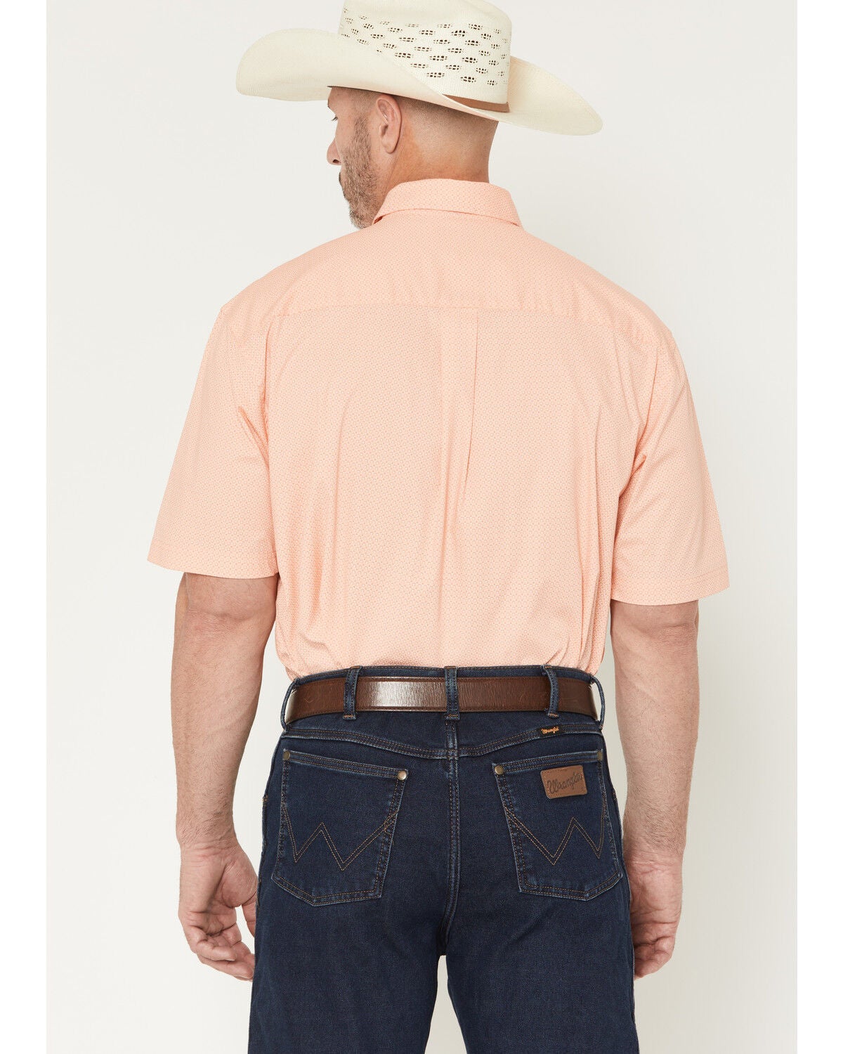 Image #4 - George Strait by Wrangler Men's Geo Print Short Sleeve Button-Down Stretch Western Shirt, Orange, hi-res