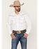 Image #1 - Rock 47 By Wrangler Men's Embroidered Long Sleeve Pearl Snap Western Shirt , White, hi-res