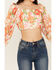 Image #3 - Flying Tomato Women's Floral Long Sleeve Crop Top , White, hi-res