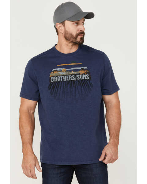 Image #1 - Brothers and Sons Men's Badlands Shadow Trail Graphic T-Shirt , Navy, hi-res