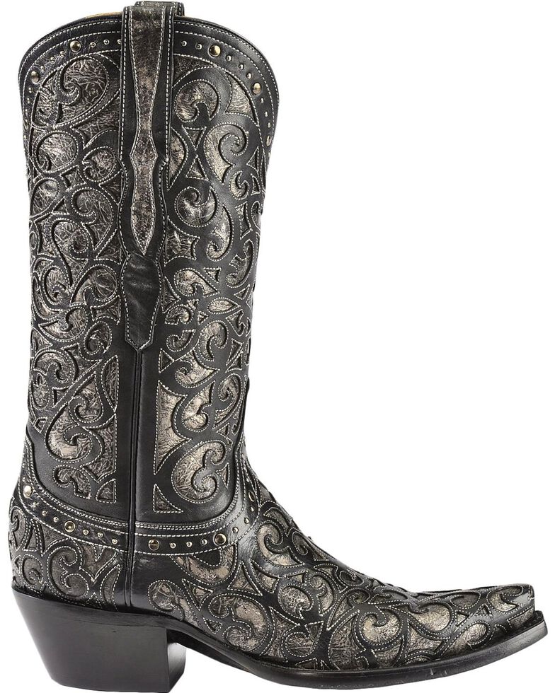 Lucchese Handcrafted 1883 Sierra Lasercut Inlay Cowgirl Boots, Black, hi-res