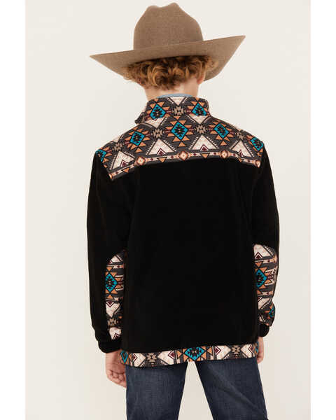 Image #4 - Hooey Boys' Southwestern Print Color Block Zip Softshell Jacket, Charcoal, hi-res