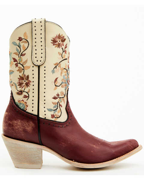 Image #2 - Yippee Ki Yay by Old Gringo Women's Bruni Floral Embroidered Studded Western Boots - Medium Toe, Wine, hi-res