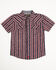 Image #1 - Cody James Toddler Boys' Steer Head Stars & Stripes Short Sleeve Snap Western Shirt, Navy, hi-res