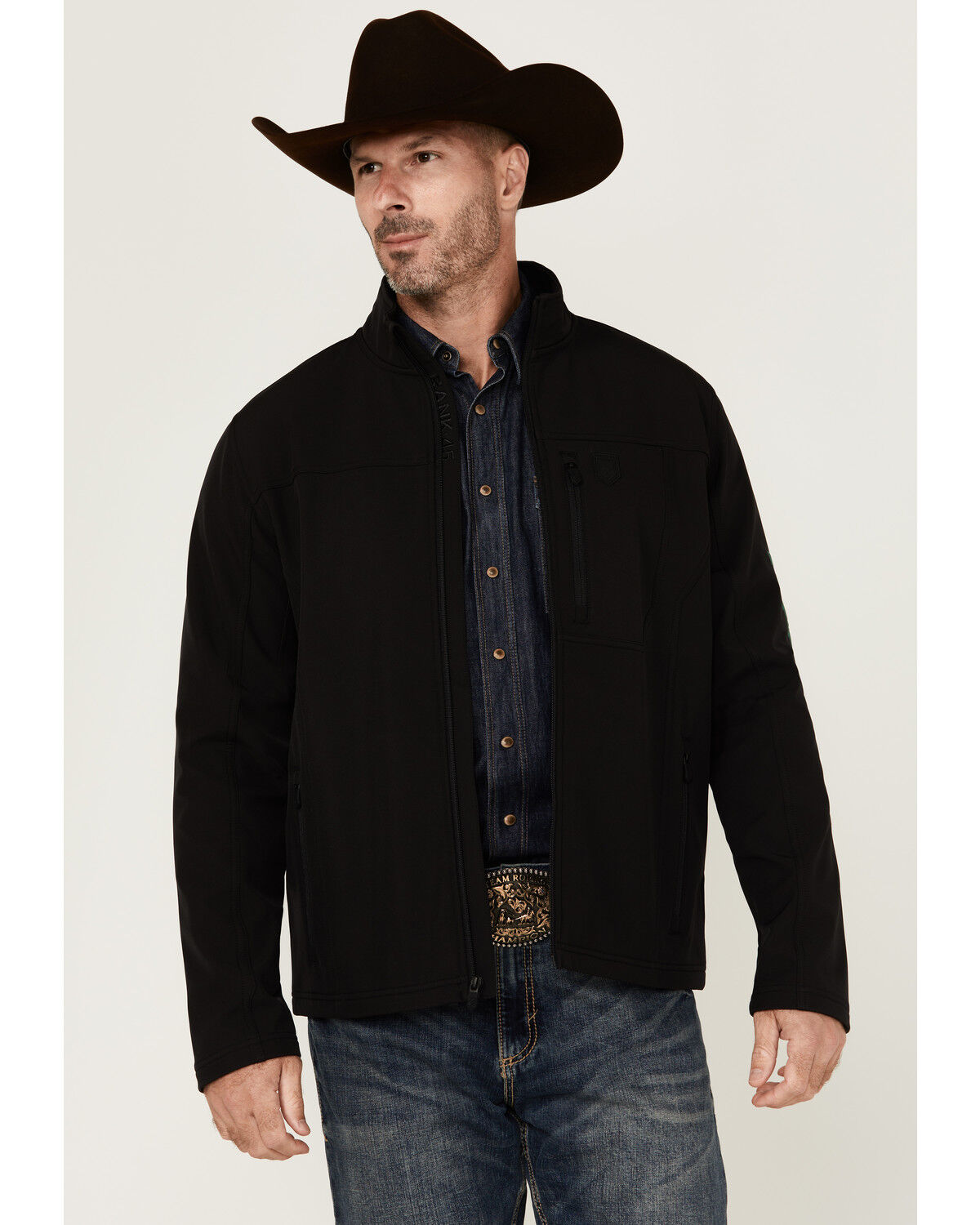 Image #2 - RANK 45® Men's Mexico Flag Softshell Jacket, Black, hi-res
