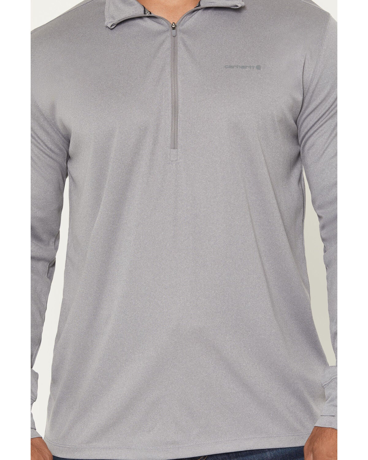 Image #3 - Carhartt Men's Force Sun Defender&trade; Lightweight Solid Quarter Zip Pullover, Steel, hi-res