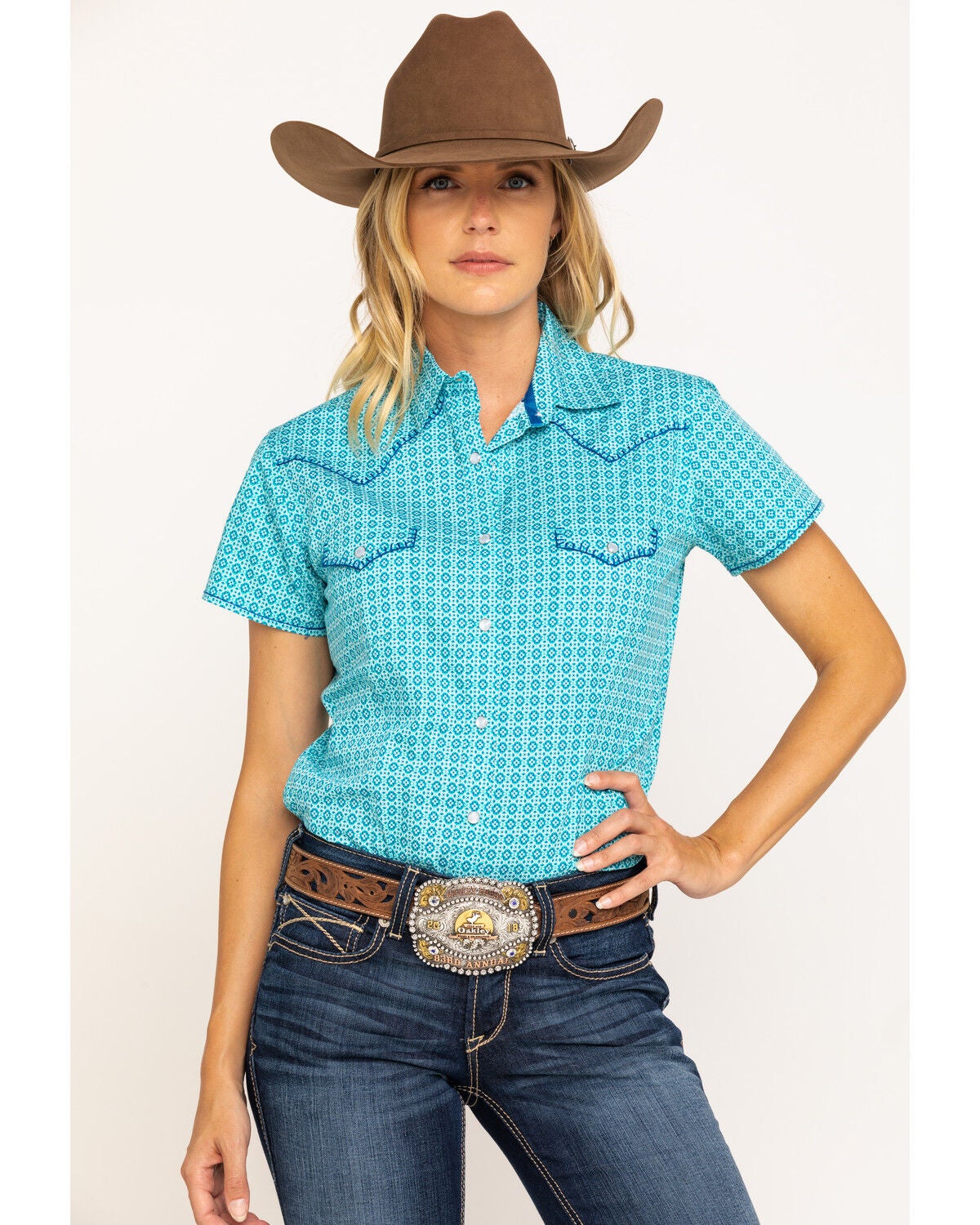 women's short sleeve western shirt