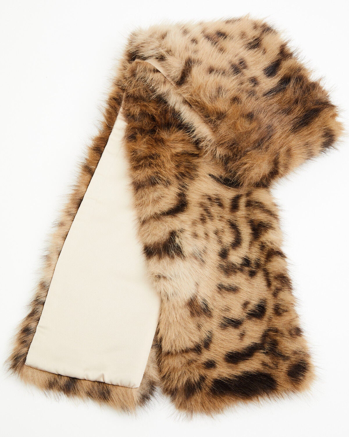 Shyanne Women's Leopard Print Faux Fur Scarf, Brown, hi-res