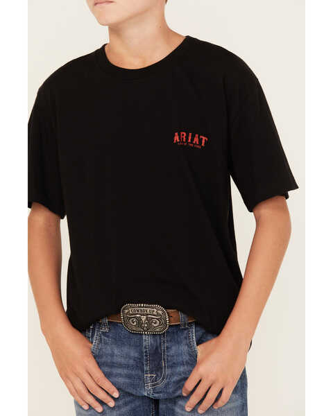 Ariat Boys' Western Flag Short Sleeve Graphic Tee, Black, hi-res