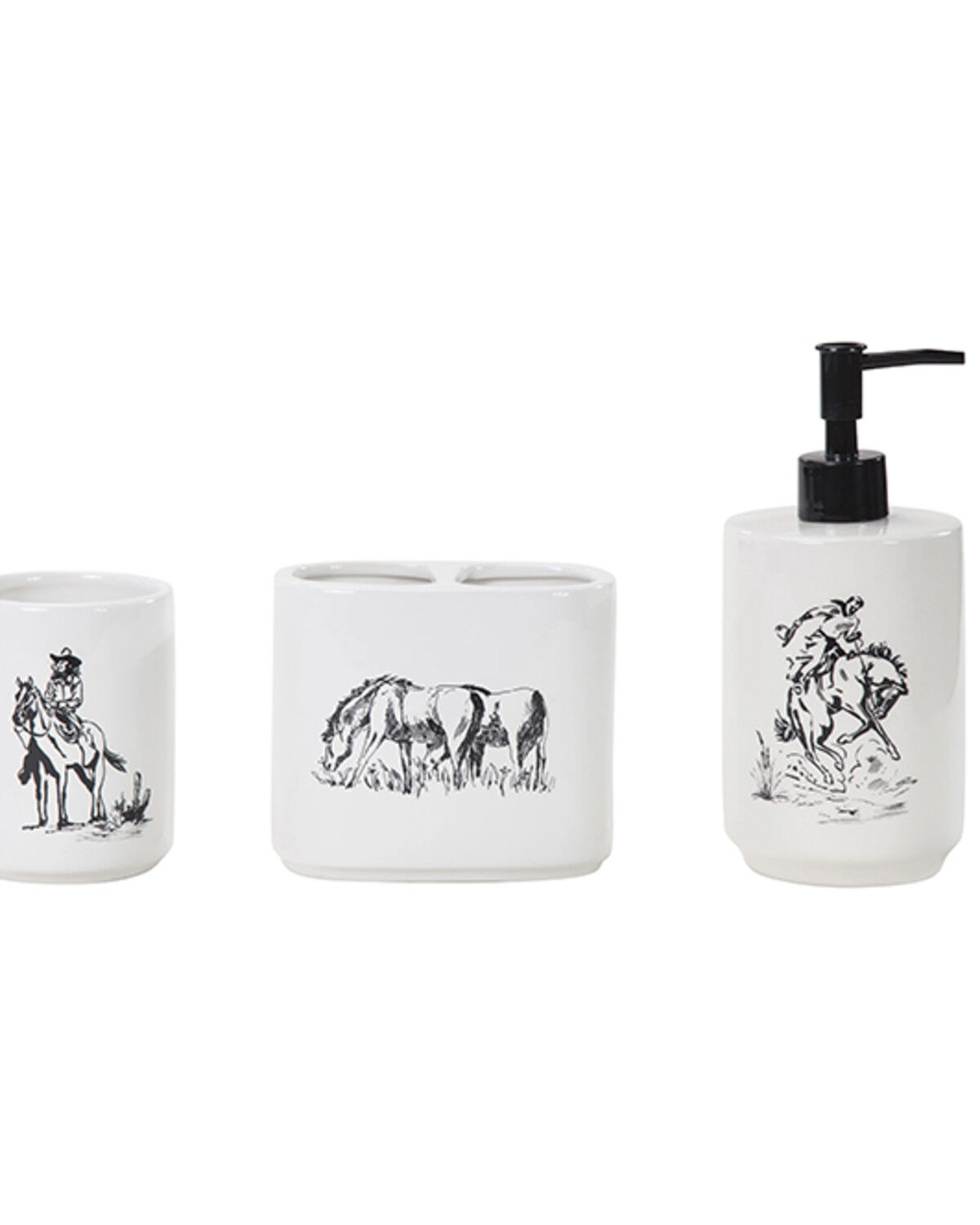 Image #1 - HiEnd Accents Ranch Life Countertop Bathroom Set - 3 Piece, Black/white, hi-res