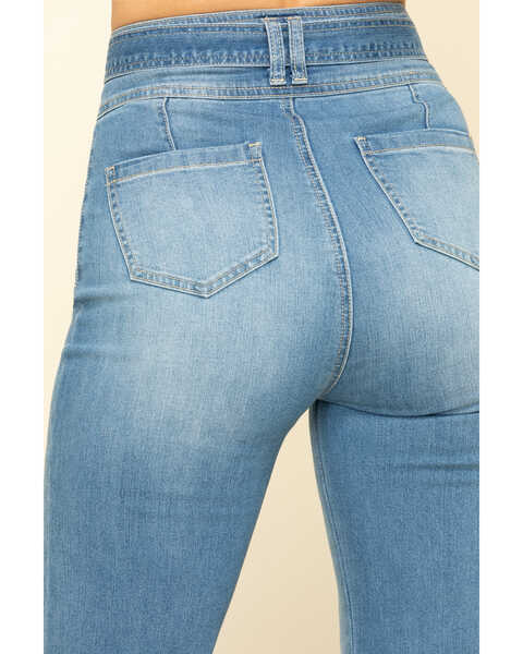 Image #4 - Flying Tomato Women's Denim Tie Front Flare Jeans , Blue, hi-res