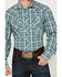 Image #3 - Wrangler Retro Men's Plaid Print Long Sleeve Snap Western Shirt, Teal, hi-res
