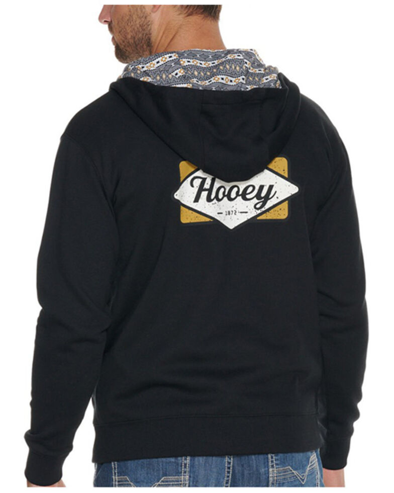 HOOey Men's Black Diamond Back Logo Full Zip Hooded Jacket