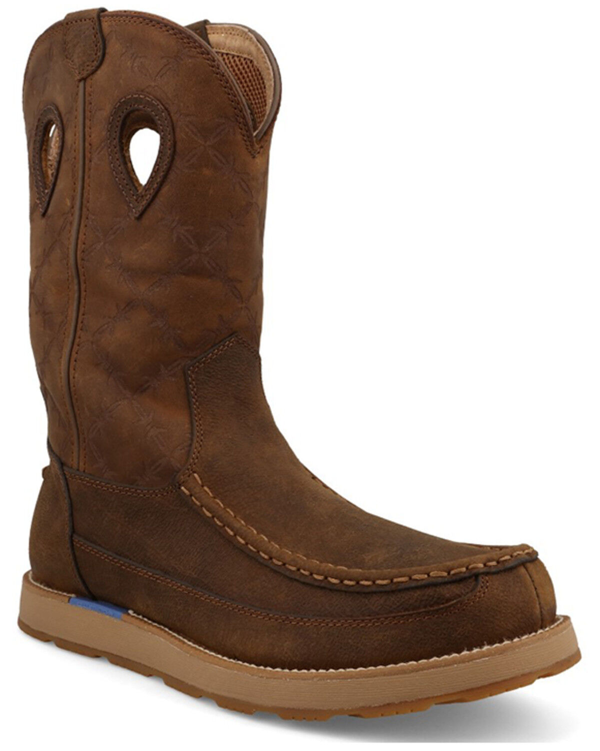 Image #1 - Twisted X Men's Pull-On Wedge Sole Waterproof Work Boot - Soft Toe, Brown, hi-res