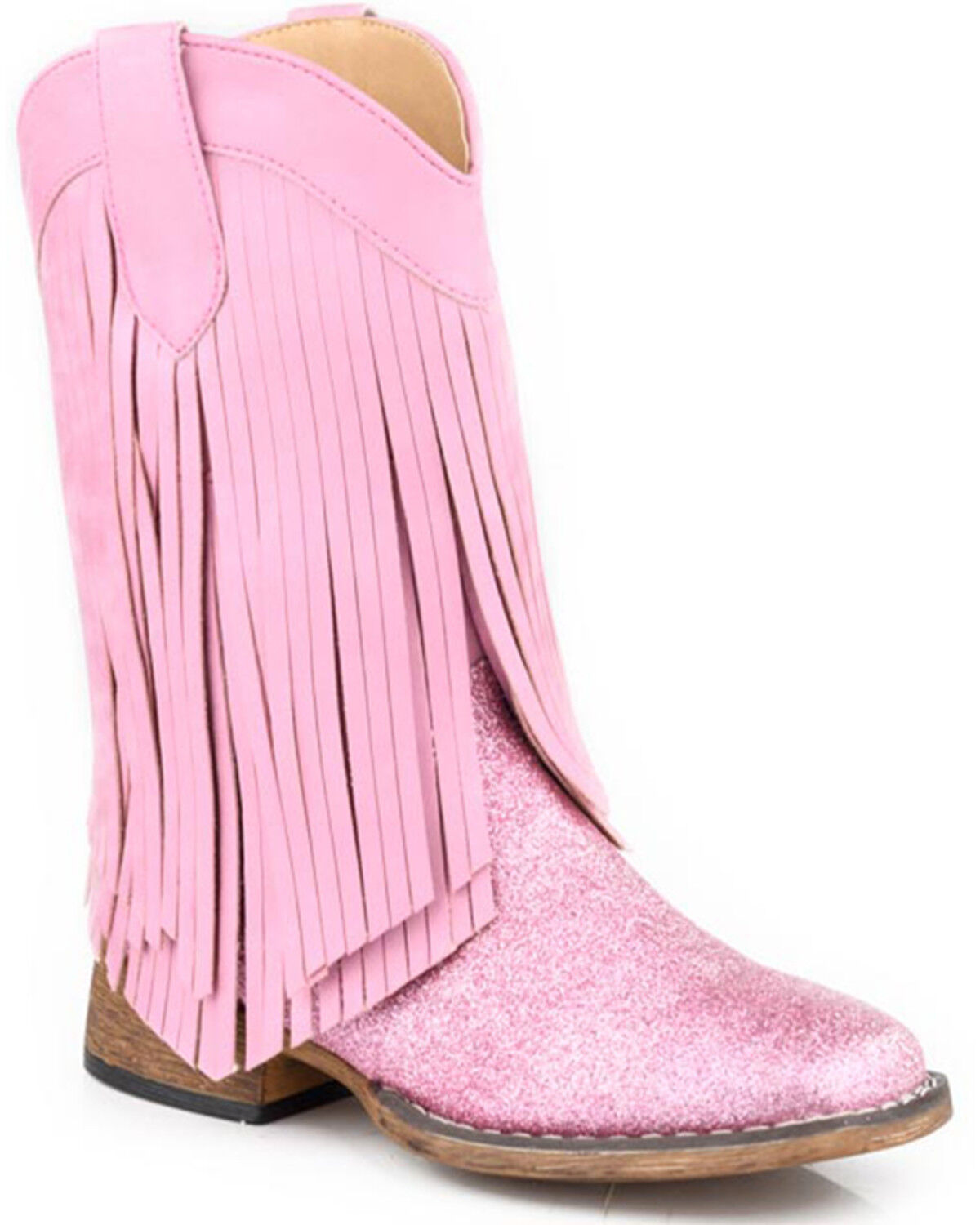 Image #1 - Roper Girls' Double Fringe Western Boots - Broad Square Toe, , hi-res