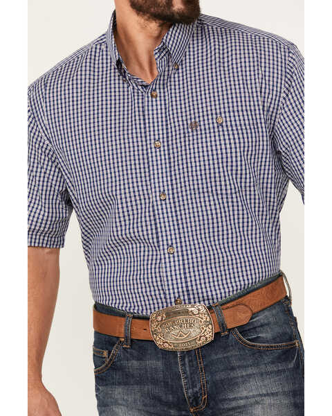 Image #3 - Wrangler Men's Classic Plaid Print Short Sleeve Button-Down Western Shirt, Blue, hi-res