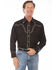 Image #1 - Scully Men's Diamond Embroidered Long Sleeve Western Shirt , Black/white, hi-res