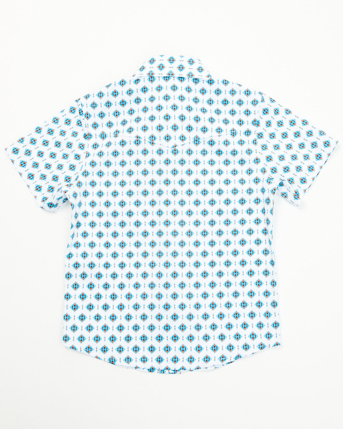 Image #3 - Rodeo Clothing Boys' Little Southwestern Print Short Sleeve Snap Stretch Western Shirt, White, hi-res