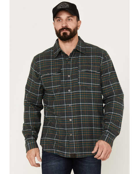 Image #1 - Dakota Grizzly Men's Riley Western Flannel Snap Shirt, Green, hi-res