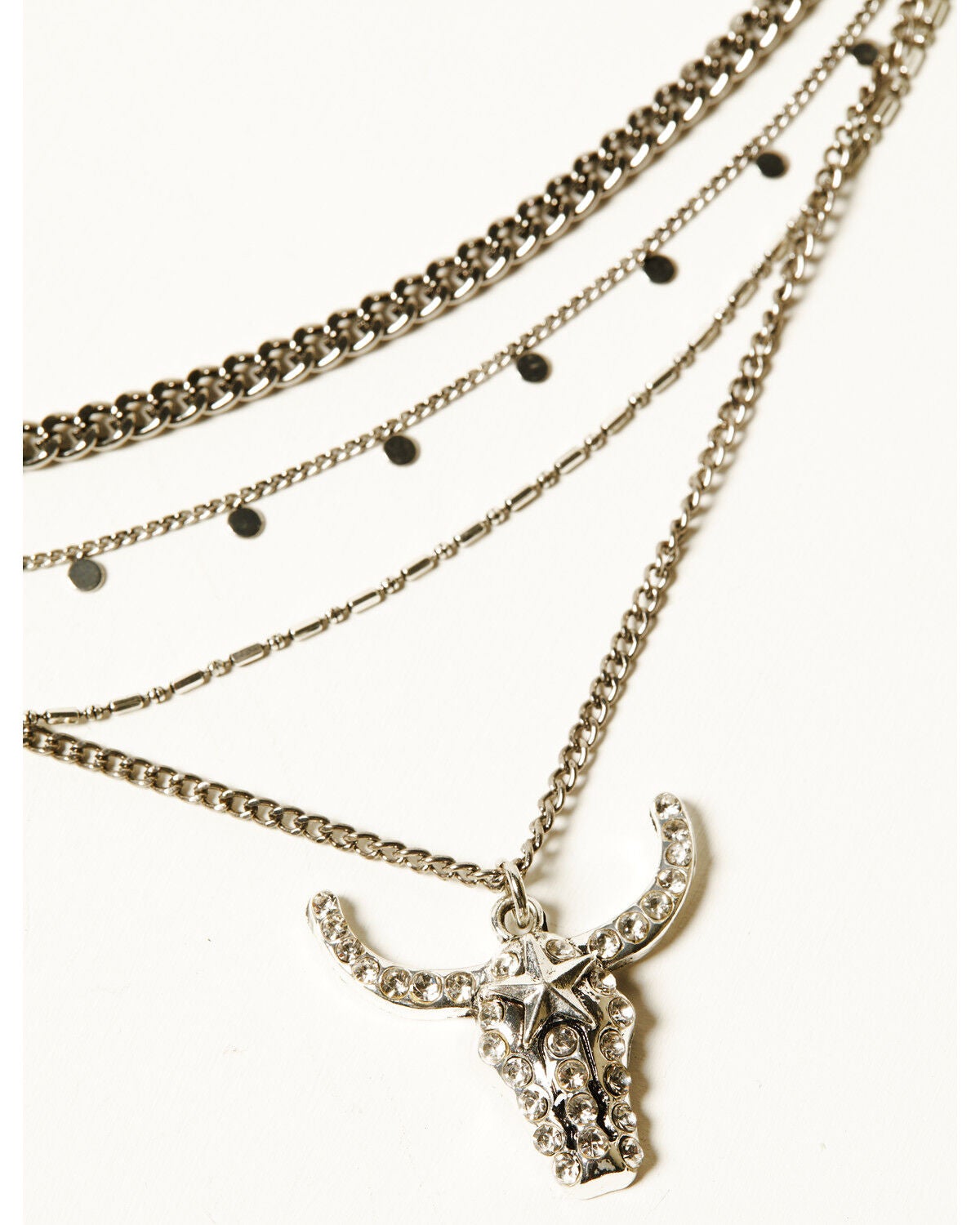 Image #2 - Shyanne Women's Steer Head Layered Necklace, Silver, hi-res