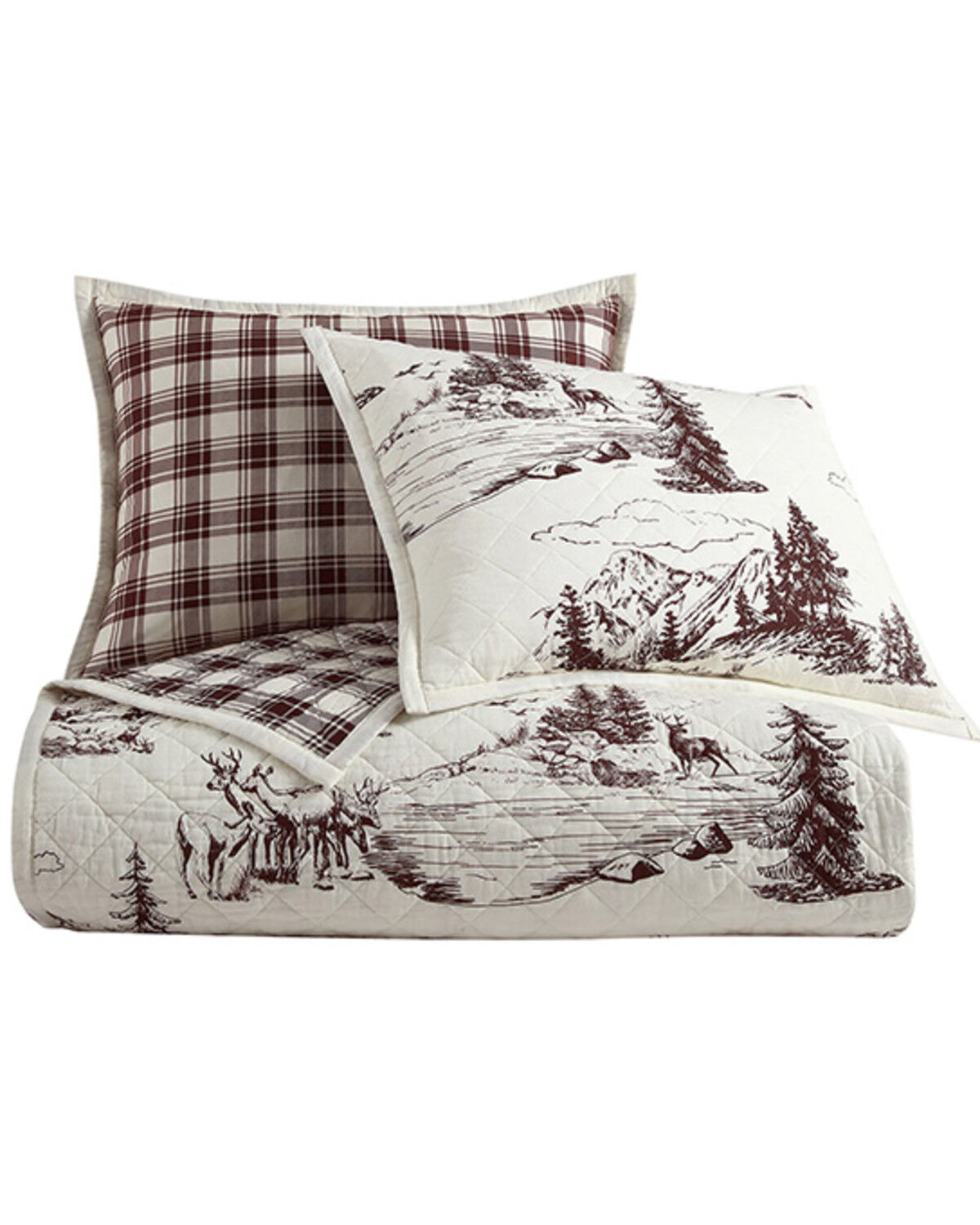 Image #1 - HiEnd Accents Pine Reversible 2 Piece Quilt Set - Twin Size, White, hi-res