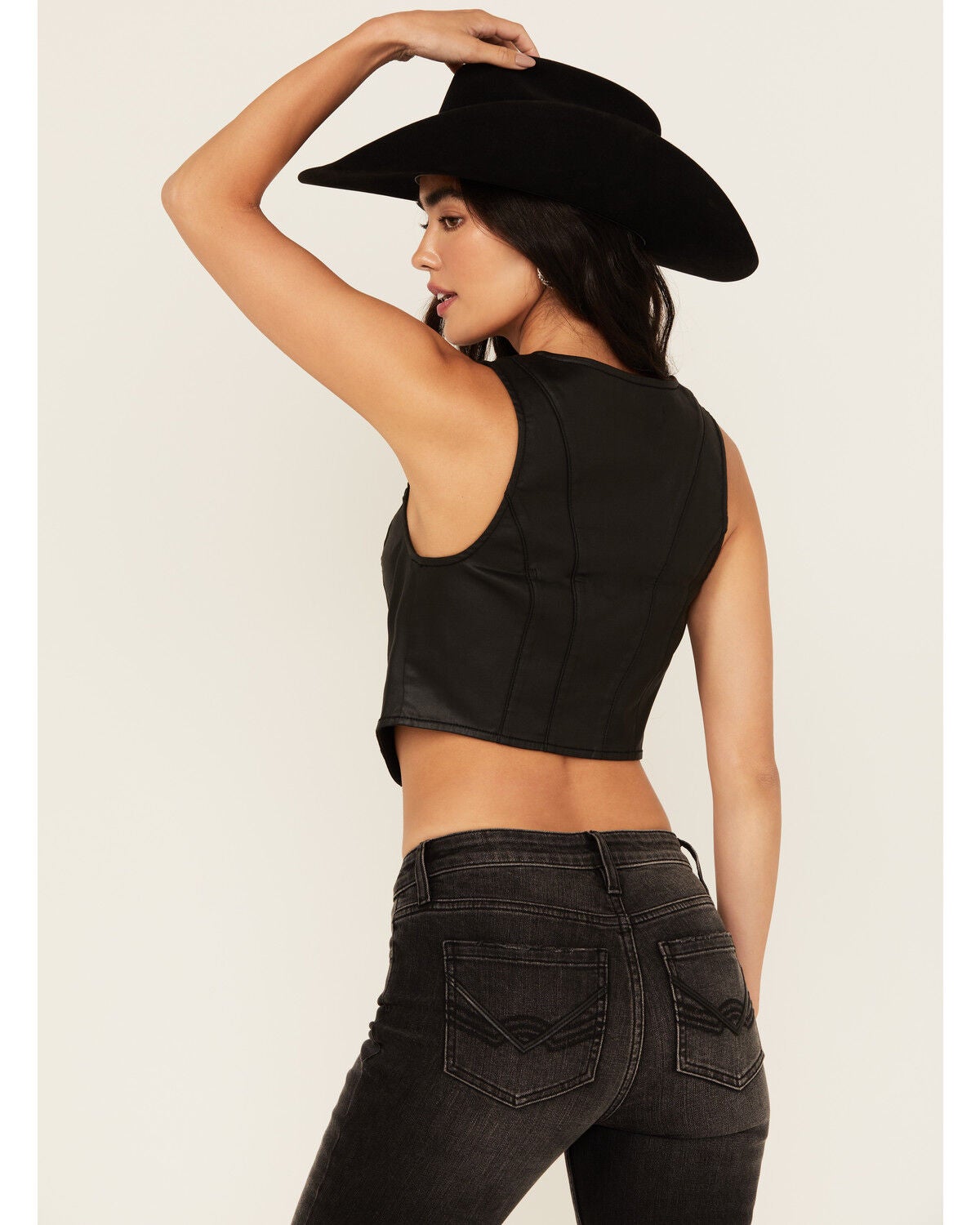 Image #4 - Idyllwind Women's Coated Bustier Button-Down Vest, Black, hi-res