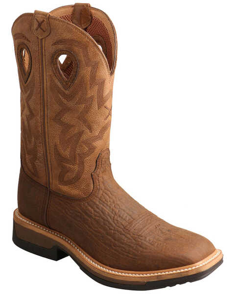 Image #1 - Twisted X Men's Lite Cowboy Western Work Boots - Broad Square Toe, Brown, hi-res