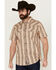 Image #1 - Moonshine Spirit Men's Victory Paisley Striped Short Sleeve Snap Western Shirt , Cream, hi-res