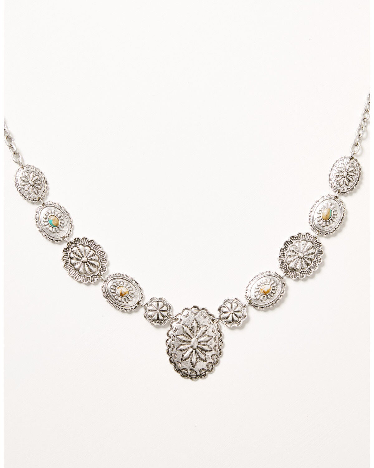 Shyanne Women's Sedona Sky Concho Necklace, Silver, hi-res