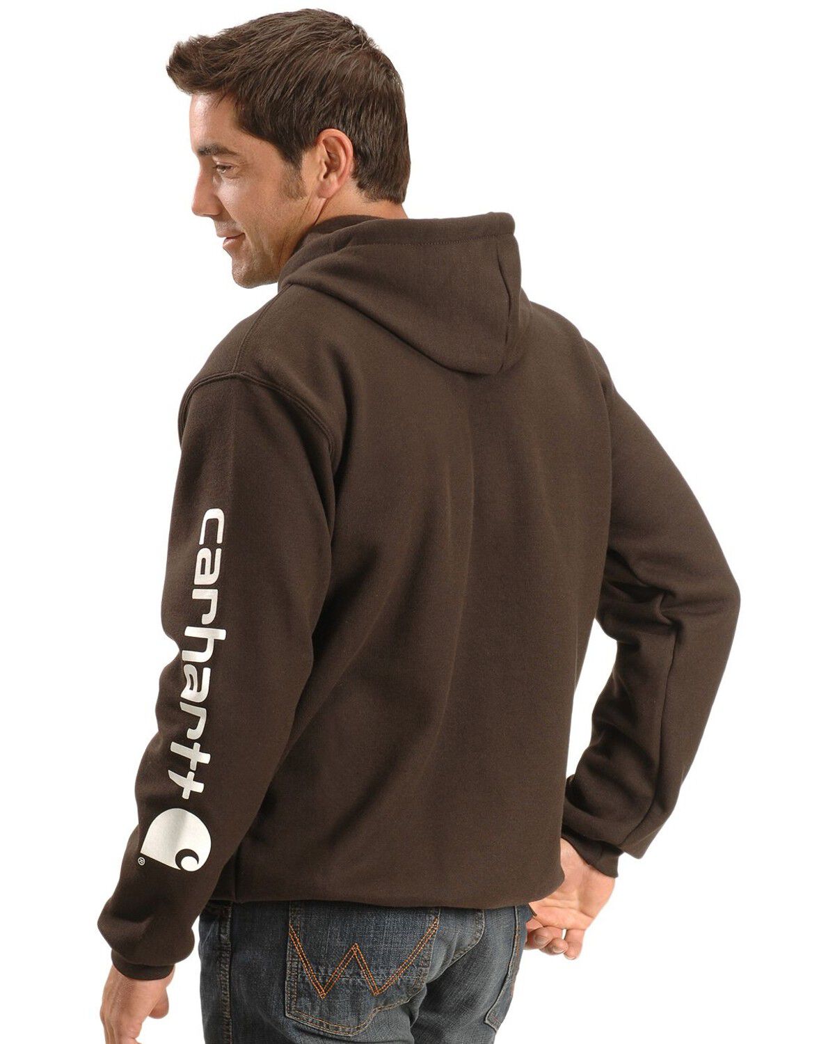 Image #3 - Carhartt Men's Loose Fit Midweight Logo Sleeve Graphic Hooded Sweatshirt - Big & Tall, Brown, hi-res