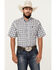 Image #1 - Cinch Men's Plaid Short Sleeve Button-Down Western Shirt, Grey, hi-res