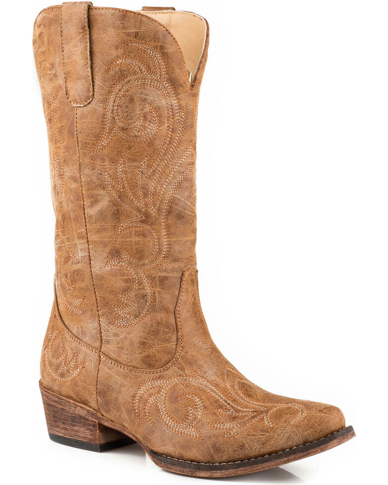 Roper Women's Tan Riley Vintage Western Boots - Snip Toe, Tan, hi-res