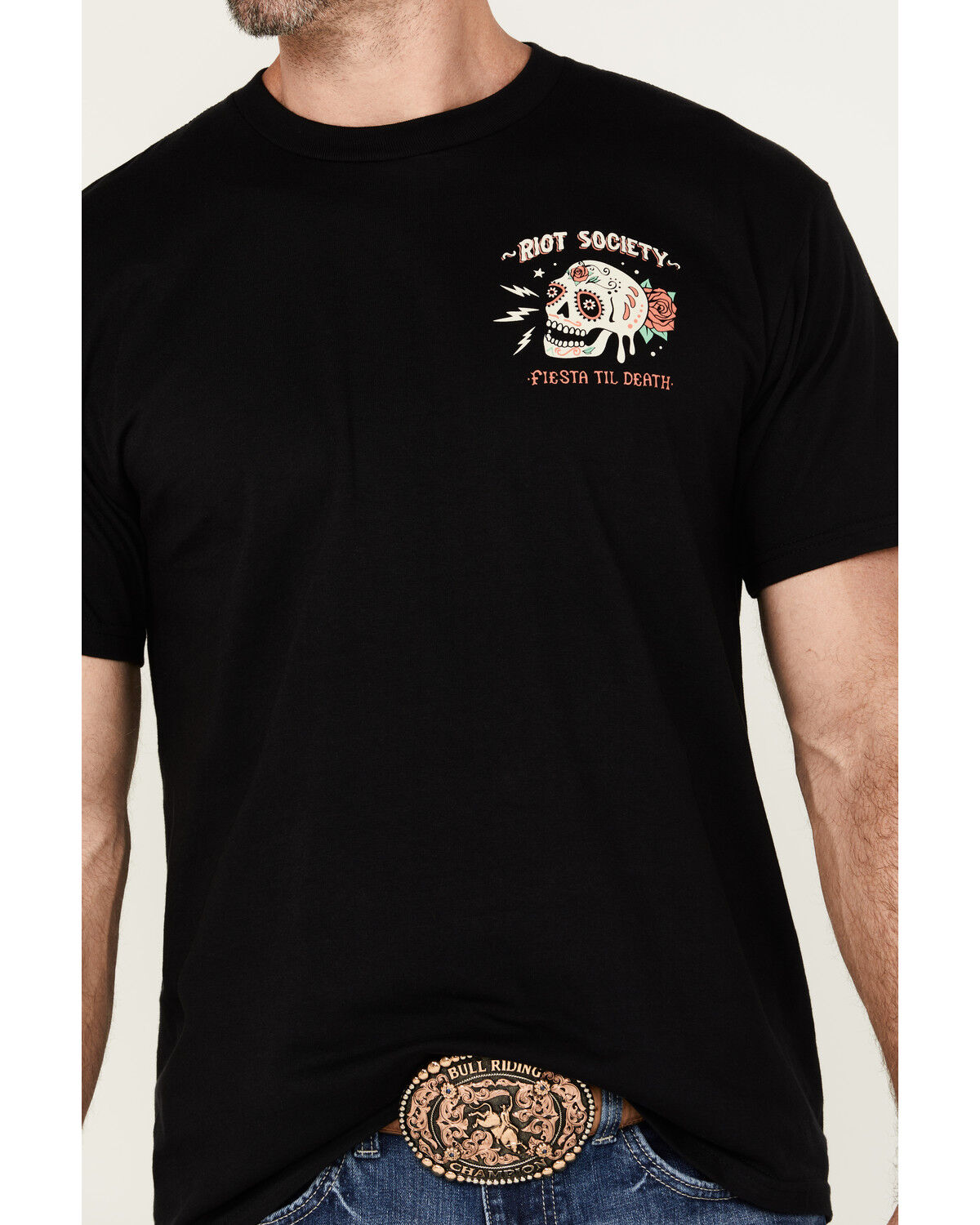 Image #3 - Riot Society Men's Guitar Girl Fiesta Til Death Short Sleeve Graphic T-Shirt, Black, hi-res