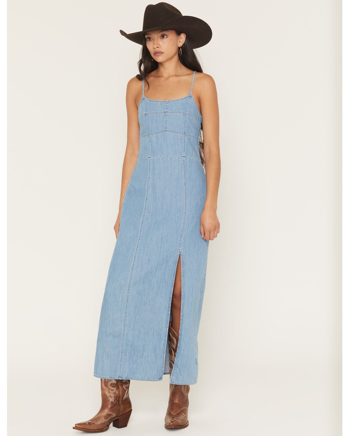 Wrangler Retro Women's Medium Wash Sleeveless Denim Maxi Dress, Medium Wash, hi-res
