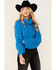 Image #2 - Revel Women's Turtleneck Cable Knit Cropped Sweater , Blue, hi-res