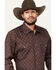 Image #2 - Roper Men's Amarillo Medallion Print Long Sleeve Pearl Snap Western Shirt, Brown, hi-res