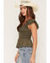 Image #2 - Ash & Violet Women's Solid Flutter Sleeve Top, Green, hi-res