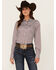 Image #1 - Cinch Women's Striped Long Sleeve Button Down Western Shirt, Purple, hi-res
