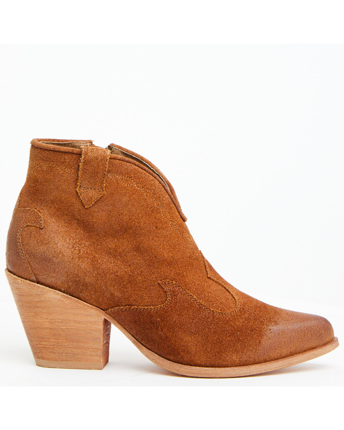 Image #2 - Shyanne Women's Jodi Suede Leather Booties - Round Toe, Cognac, hi-res