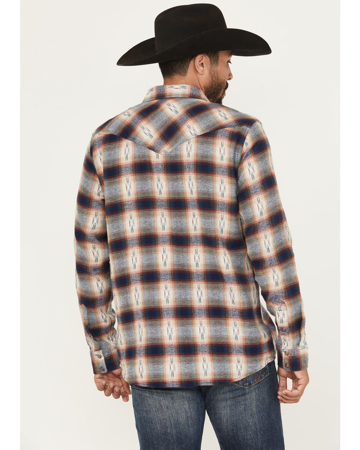 Image #4 - Moonshine Spirit Men's Sunburst Plaid Print Long Sleeve Button-Down Flannel Shirt, Tan, hi-res